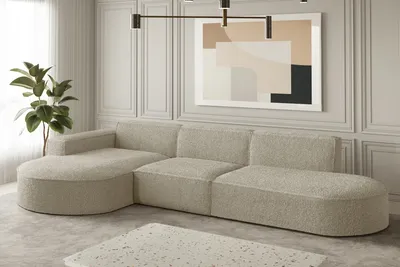 Zdjęcie produktu dla Sofa w kształcie L narożnik MODENA tkanina Loop beżowy lewy