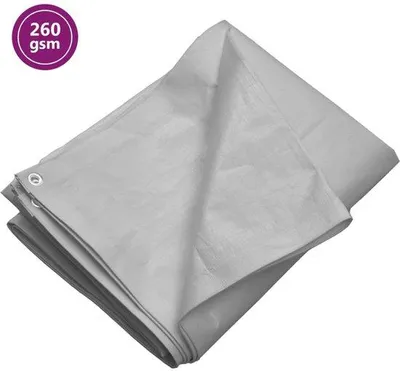 Produktbild von Bauzaun Extra Stabil - 4 x 4 m - Grau - 260 g/m² - HDPE Bauzaun - Wasserfest & Rissfest - Bauzaun mit Aluminium Augen ab 50 cm