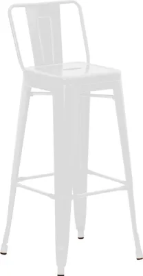 Produktbild von Barhocker LEKEL - Metall Weiß 44x43x96 cm | Barstuhl Mit Lehne Tresenhocker Tresenstuhl Kneipenhocker Kneipenstuhl