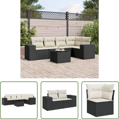 Produktbild von The Living Store 6-tlg. Garten-Sofagarnitur mit Kissen Schwarz Poly Rattan