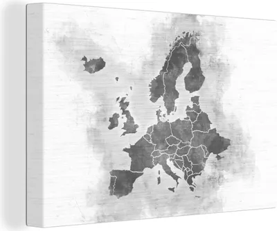 Obrázok produktu pre OneMillionCanvasses® - Výtlačky na plátne - 140x90 cm, Mapa Európy - čiernobiela, nástenná umelecká dekorácia