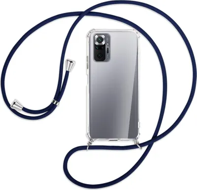 Produktbild von Handykette Backcover-Schutzhülle mit Band (Metall silberfarben) für Xiaomi Redmi Note 10 Pro / Pro Max - dunkelblau
