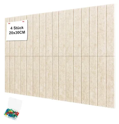 Image de Tableau d'affichage en feutre autoadhésif - Lot de 4 - Beige foncé - 60 x 40 cm - Pliable