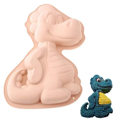 Immagine prodotto di Stampo in silicone 3D a forma di dinosauro, grande, rosa, senza BPA