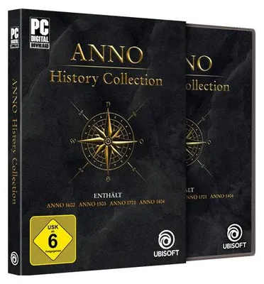 Produktbild von Anno History Collection (PC, Code in the Box) – Vier Klassiker in HD: Anno 1602, 1503, 1701 & 1404 mit allen Erweiterungen