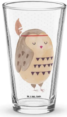 Produktbild von Mr. & Mrs. Panda Glas Eule Federschmuck - Transparent - Geschenk, Owl, Cocktailglas, Bierglas, Entspannt, Dekoration, Longdrinkglas, Wasserglas, Abenteuer, Tumbler