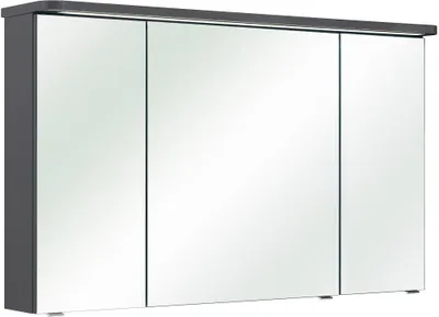 Produktbild von 3-türiger Badezimmer Spiegelschrank FES-4005-66 Korpus Lack Quarzgrau, mit Steckdose & LED-Kranz - B/H/T: 120/72,2/17cm