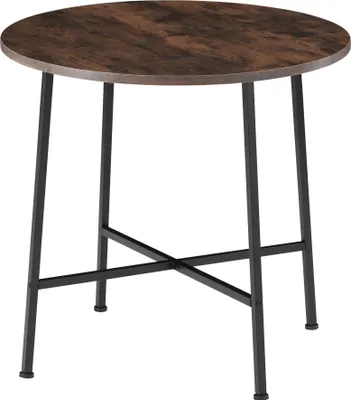 Image de Table de salle à manger industrielle Ronde Ennis 80x76cm - Bois foncé industriel, rustique