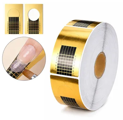 Produktbild von Nagelform Papierform Sticker, 500 Stück Gold rechteckige Nagelverlängerungs‑Formen, selbstklebend, für Acryl‑ & Gel‑Nagel Extension Maniküre