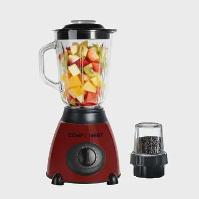 Zdjęcie produktu dla Comfy Nest CN-BLG15RED: 2-in-1 Glass Blender and Grinder, 800W with Pulse Function - Red