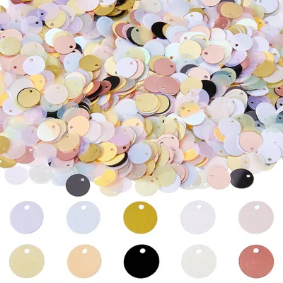 Pailletten 2880 Stück, 10 matte Farben, rund, 10,5 mm, PVC