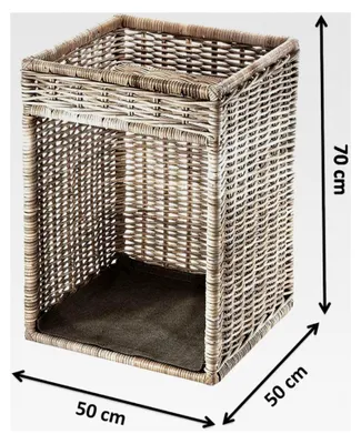 Produktbild von Kaminholzregal mit Ablagefläche - Rattan grau - 50x50x70 cm