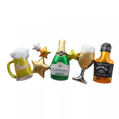 Image de Guirlande de ballons en plastique, motif boissons bière whisky champagne, env. 65 x 26 cm