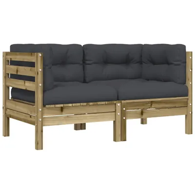 Image de vidaXL Canapé d'angle de jardin avec coussins 2 pcs. Bois de pin imprégné