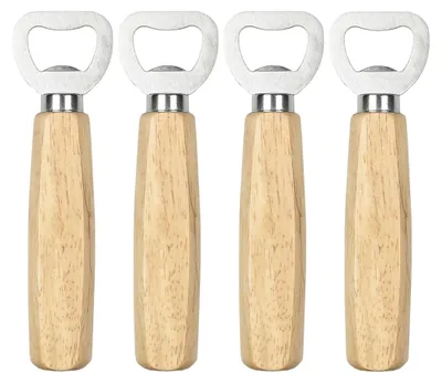 Produktbild von 4x Flaschenöffner Kapselheber Bieröffner Holzgriff Kronkorkenöffner Heber Öffner