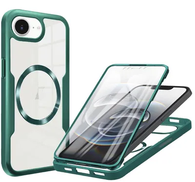 Image de Coque pour Apple iPhone 17e et 16e, protection intégrale à 360°, en acrylique et TPU hybride, verte