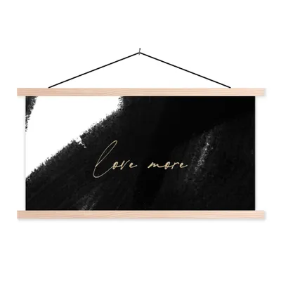 Produktbild von MuchoWow® Textilposter Text - Abstrakt - Liebe mehr - Zitate 120x60 cm mit holzfarbenen Rahmen - Klemmleiste