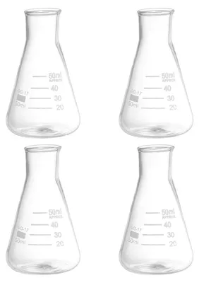 Erlenmeyerkolben 4er-Set 50 ml Borosilikatglas mit Skala
