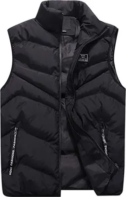 Obrázek produktu pro ASKSA Pánská prošívaná vesta s kapsami na zip Péřová vesta, zahřívací, outdoorová, sportovní, zimní, černá, XL