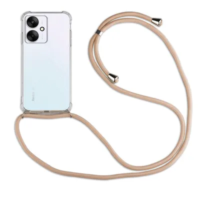Produktbild von Handykette Xiaomi Redmi 13C / Poco C65 Handyhülle mit Band Hülle mit Kordel Beige / Braun