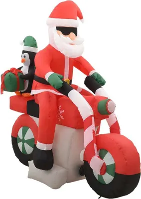 Imagen del producto de vidaXL Papá Noel inflable en moto con luces LED, IP44, 160 cm