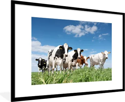 Produktbild von MuchoWow® Gerahmtes Poster Kühe - Landleben - Weide - Natur - Tiere 90x60 cm - Poster mit Schwarzem Bilderrahmen Wandposter Rahmen Foto Bilder - Wanddekoration - Fotos