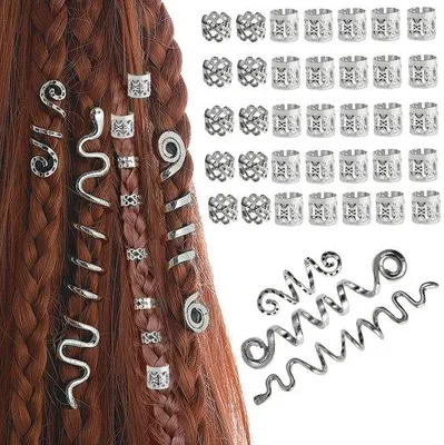 Produktbild von Silberne Haarspiralen Clips Dreadlocks Schmuck