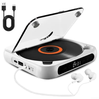 Produktbild von Tragbarer CD-Player mit HiFi-Sound und kabelloser oder kabelgebundener Wiedergabe, wiederaufladbar für Walkman-CD-Player für Zuhause, Auto und Reisen