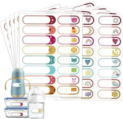 Image de Étiquettes imperméables pour biberons, lot de 12