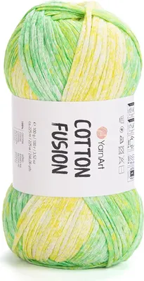 Produktbild von YarnArt Baumwolle Fusion/Wolle 100% Baumwolle 100g/225m Mix Grün-Gelb 3644 Strickgarn