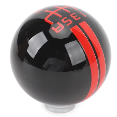 Imagen del producto de Palanca de cambios de 6 velocidades, estilo Shelby GT500, con 3 adaptadores, pomo redondo para palanca de cambios, compatible con Mustang de 1967 a 2018, color /rojo