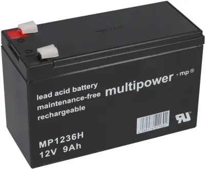 Image de Batterie au plomb Multipower MP1236H Pb 12 V 9 Ah à courant élevé, Faston 6,3