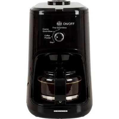 Produktbild von Heinner HCM-900RBK, Filterkaffeemaschine, 0,6 l, Kaffeebohnen, Eingebautes Mahlwerk, 900 W, Schwarz