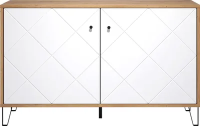 Produktbild von trendteam Wohnen Sideboard Touch Artisan Eiche Melamin/Weiß Matt Tiefzieh 123 x 76 x 40 cm
