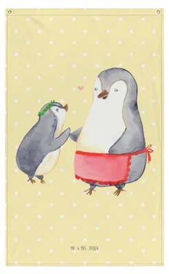 Produktbild von Mr. & Mrs. Panda Tapestry Pinguin mit Kind - Gelb Pastell - Geschenk, Muttertag, Gobelin, Wandbehang, Wandtuch, Wandbild, Pinguine, Familie, Mutter, Wandschmuck