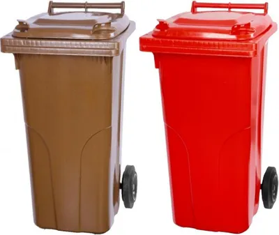 Produktbild von SuperSparSet 2x PROREGAL 2-Rad-Mülltonne MGB | HDPE-Kunststoff | 120 Liter | Braun & Rot