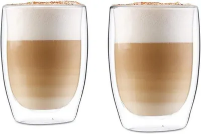 Produktbild von Famanu Lattegläser aus doppelwandigem Borosilikatglas - 2 x 330 ml - Afropuit - Thermoglas - Spülmaschinenfest