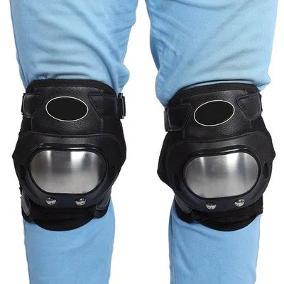 Productafbeelding van Motorschutplaten, veiligheidsaccessoire voor motorfietsen, staal, 2 stuks, voor volwassenen, knie- en onderbeenbescherming