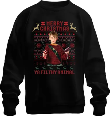 Zdjęcie produktu dla Merry Christmas Ya Filthy Animal Christmas Kevin Cult Humour Uni Bluza rozpinana, czarny, L