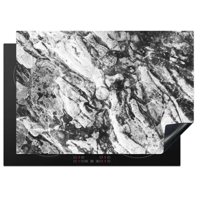 Obrázok produktu pre KitchenYeah® Kryt varnej dosky čierno - biely - žula - kamene, 75x52cm, kuchynská dekorácia, keramický kryt varnej dosky, krycia doska na varnú dosku
