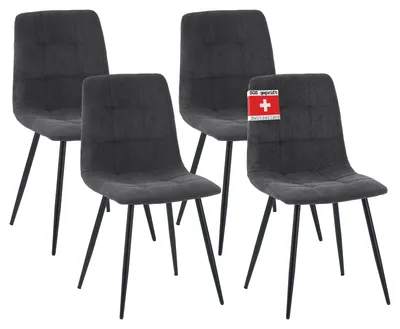 Produktbild von Albatros Esszimmerstühle 4er Set BORA Anthrazit - Komfortabler Polsterstuhl für Modernes und Stilvolles Design am Esstisch - Küchenstuhl oder Stuhl Esszimmer mit hoher Belastbarkeit bis 110kg