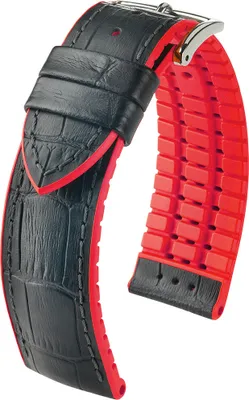 Produktbild von HIRSCH Performance | Uhrenband Leder/Kautschuk Alligator-Optik 30960S, Stegbreite:20mm