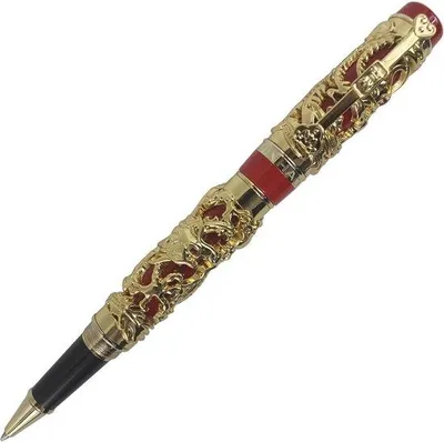 Image de Stylo bille Famanu, design élégant, couleurs or et rouge