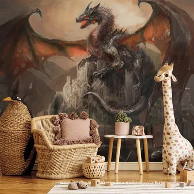 Produktbild von Vlies Fototapete - Dragon castle 450x315 cm Für Kinder g-A-0080-a-b