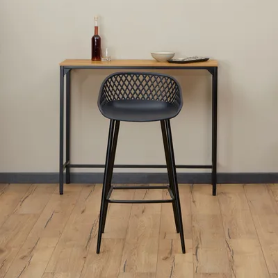 Produktbild von Barhocker IREK im Retro-Design, bequemer Tresenhocker im 2er Pack, praktischer Bistrostuhl aus Kunststoff in schwarz