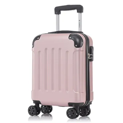 Produktbild von Koffer Trolley Reisekoffer Suitcase, Rollkoffer Handgepäck ,mit 4 Rollen360°, Hartschalenreisekoffer, Zahlenschloss, Weicher Gummigriff(S,Roségold)