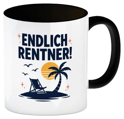 Produktbild von Kaffeebecher in schwarz Endlich Rentner - Tasse zum Rentenbeginn Mit Spruch: