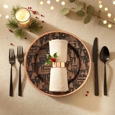 Immagine prodotto di Piatto da portata decorativo in rame nero, 33 cm