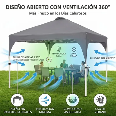 Produktbild von Faltpavillon 3x3m mit 50+ UPF Schutz – Wasserdichtes 150D Oxford-Gewebe, höhenverstellbar