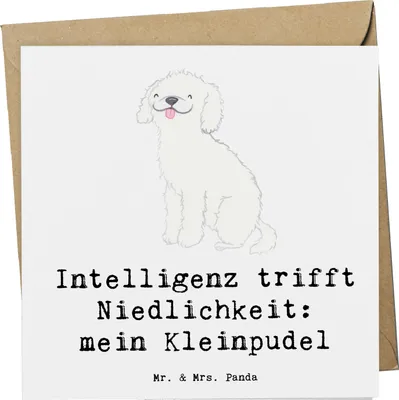 Produktbild von Mr. & Mrs. Panda Klappkarte Niedlicher Kleinpudel - Weiß - Geschenk, Glückwunschkarte, Hund, mein, Liebhaber, Grußkarte, doppelkarte, anlasskarte, faltkarte, Niedlichkeit